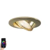QAZQA Smarte Einbaustrahlers|Smarte Spots*Smart Einbau Spot Gold kippbar inkl. Wifi GU10 - Edu