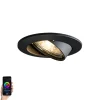 QAZQA Smarte Einbaustrahlers|Smarte Spots*Smart Einbau Spot schwarz kippbar inkl. Wifi GU10 - Edu