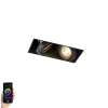 QAZQA Smarte Einbaustrahlers|Smarte Spots*Smart Einbau Spot schwarz inkl. 2 Wifi GU10 trimless - Oneon 2