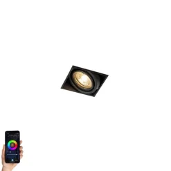 QAZQA Smarte Einbaustrahlers|Smarte Spots*Smart Einbau Spot schwarz inkl. Wifi GU10 trimless - Oneon 1
