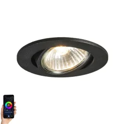 QAZQA Smarte Einbaustrahlers|Smarte Spots*Smart Einbau Spot schwarz kippbar inkl. Wifi GU10 - Cisco