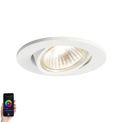 QAZQA Smarte Einbaustrahlers|Smarte Spots*Smart Einbau Spot weiß kippbar inkl. WiFi GU10 - Cisco