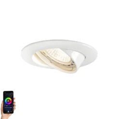 QAZQA Smarte Einbaustrahlers|Smarte Spots*Smart Einbau Spot weiß kippbar inkl. Wifi GU10 - Edu