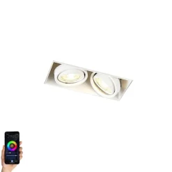 QAZQA Smarte Einbaustrahlers|Smarte Spots*Smart Einbau Spot weiß trimless inkl. 2 WiFi GU10 - Oneon 2