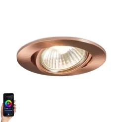 QAZQA Smarte Einbaustrahlers|Smarte Spots*Smart Einbaukupfer kippbar inkl. Wifi GU10 - Cisco