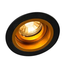 QAZQA Smarte Einbaustrahlers|Smarte Spots*Smart Einbauspot schwarz mit gold neigbar inkl. Wifi GU10 - Chuck