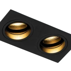 QAZQA Smarte Einbaustrahlers|Smarte Spots*Smart Einbauspot schwarz rechteckig verstellbar inkl. 2 WiFi GU10 - Chuck