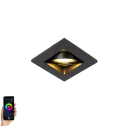 QAZQA Schlafzimmerlampen|Küchenlampen*Smart Einbaustrahler schwarz inkl. WiFi GU10 verstellbar - Qure