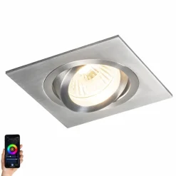 QAZQA Smarte Einbaustrahlers|Smarte Spots*Smart Einbaustrahler Stahl inkl. WiFi GU10 neigbar - Lock 1
