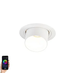 QAZQA Smarte Einbaustrahlers|Smarte Spots*Smart Einbaustrahler weiß neigbar inkl. WiFi GU10 - Installa