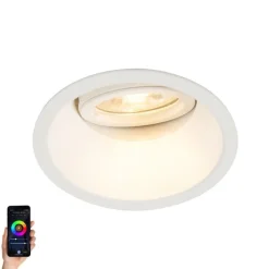 QAZQA Smarte Einbaustrahlers|Smarte Spots*Smart Einbaustrahler weiß inkl. WiFi GU10 verstellbar - Alu
