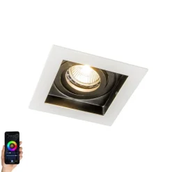QAZQA Smarte Einbaustrahlers|Smarte Spots*Smart Einbaustrahler weiß inkl. WiFi GU10 verstellbar - Carree