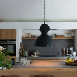 QAZQA Smarte Pendelleuchten|Pendelleuchten*Smart Industrie Hängelampe schwarz 53 cm inkl. A60 Wifi - Sicko