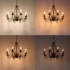 QAZQA Smarte Pendelleuchten|Led-Kronleuchter*Smart Kronleuchter Rostbraun 8 Lichter inkl. Wifi B35 - Giuseppe