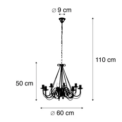 QAZQA Smarte Pendelleuchten|Led-Kronleuchter*Smart Kronleuchter Rostbraun 8 Lichter inkl. Wifi B35 - Giuseppe