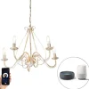 QAZQA Smarte Pendelleuchten|Led-Kronleuchter*Smart Kronleuchter weiß 5 Lichter inkl. Wifi B35 - Giuseppe