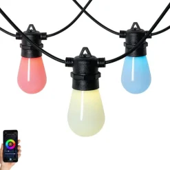 QAZQA Gartenbeleuchtung|Smarte Außenbeleuchtung*Smart LED Lichterkette 15 Meter 15 Leuchten Opal RGBW IP44 - Chill