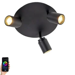 QAZQA Gartenbeleuchtung|Badezimmerlampen*Smart Modern Spot schwarz inkl. GU10 3-flammig IP44- Ducha