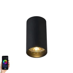 QAZQA Smarte Spots|Smarte Deckenleuchten*Smart moderner Spot schwarz inkl. WiFi GU10 - Tuba 1