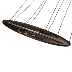 QAZQA Pendelleuchten|Wohnzimmerlampen*Smart Pendant Lamp Dark Bronze with Amber Glass Oval 8-Lights Incl. 8 Wifi G95 - Sandra