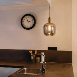 QAZQA Smarte Pendelleuchten|Pendelleuchten*Smart Pendelleuchte Schwarz mit Gold und Rauchglas inkl. Wifi A60 - Zuzanna