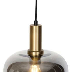 QAZQA Smarte Pendelleuchten|Pendelleuchten*Smart Pendelleuchte Schwarz mit Gold und Rauchglas inkl. Wifi A60 - Zuzanna