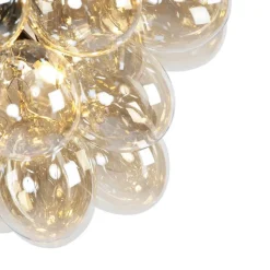 QAZQA Smarte Pendelleuchten|Pendelleuchten*Smart Pendelleuchte schwarz mit Bernsteinglas inkl. 8 WiFi G9 - Uvas