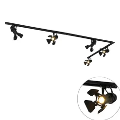 QAZQA Smarte Spots|Deckenstrahler*Smart Rail System Schwarz 5 Lichter inkl. Wifi GU10 - Movie