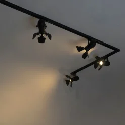 QAZQA Smarte Spots|Deckenstrahler*Smart Rail System Schwarz 5 Lichter inkl. Wifi GU10 - Movie
