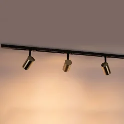 QAZQA Smarte Spots|Deckenstrahler*Smart Schienensystem schwarz mit Gold 1-phasig 3-Licht inkl. Wifi GU10 - Iconic Jeana