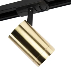 QAZQA Smarte Spots|Deckenstrahler*Smart Schienensystem schwarz mit Gold 1-phasig 3-Licht inkl. Wifi GU10 - Iconic Jeana