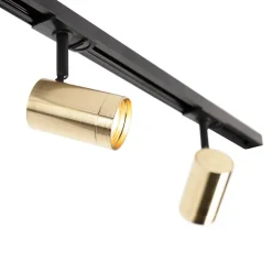 QAZQA Smarte Spots|Deckenstrahler*Smart Schienensystem schwarz mit Gold 1-phasig 3-Licht inkl. Wifi GU10 - Iconic Jeana