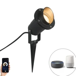 QAZQA Gartenbeleuchtung|Smarte Außenbeleuchtung*Smart Spike schwarz IP65 inkl. WiFi GU10 - Fertig