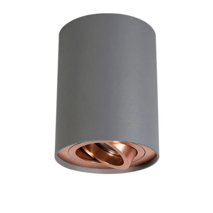 QAZQA Smarte Spots|Smarte Deckenleuchten*Smart Spot grau mit Kupfer inkl. GU10 WiFi Lichtquelle - Rondoo Up