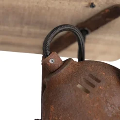 QAZQA Smarte Spots|Smarte Deckenleuchten*Smart Spot Rostbraun mit Holz inkl. 2 WiFi GU10 - Gina