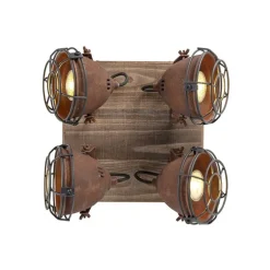 QAZQA Schlafzimmerlampen|Küchenlampen*Smart Spot Rostbraun mit Holz inkl. 4 WiFi GU10 - Gina