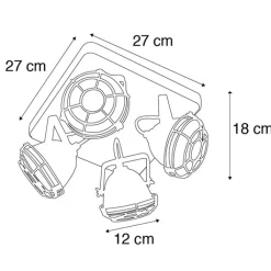 QAZQA Schlafzimmerlampen|Küchenlampen*Smart Spot Rostbraun mit Holz inkl. 4 WiFi GU10 - Gina