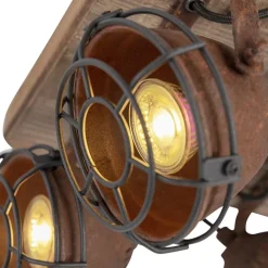 QAZQA Schlafzimmerlampen|Küchenlampen*Smart Spot Rostbraun mit Holz inkl. 4 WiFi GU10 - Gina