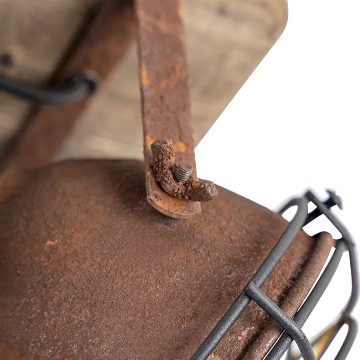 QAZQA Schlafzimmerlampen|Küchenlampen*Smart Spot Rostbraun mit Holz inkl. 4 WiFi GU10 - Gina