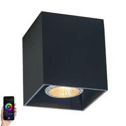 QAZQA Smarte Spots|Smarte Deckenleuchten*Smart Spot schwarz inkl. WiFi GU10 - Qubo