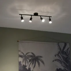 QAZQA Smarte Spots|Smarte Deckenleuchten*Smart Spot schwarz inkl. WiFi GU10 4-flammig neigbar - Jeany