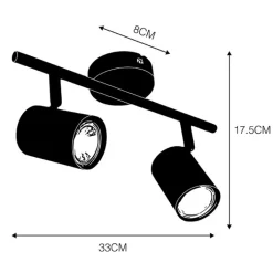 QAZQA Smarte Spots|Smarte Deckenleuchten*Smart Spot schwarz kippbar inkl. 2 WiFi GU10 - Jeana 2