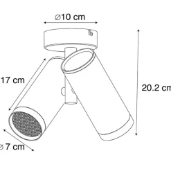 QAZQA Deckenstrahler|Aufbaustrahler*Smart Spot Schwarz 2-Licht inkl. Wifi GU10 - Scopio Honey