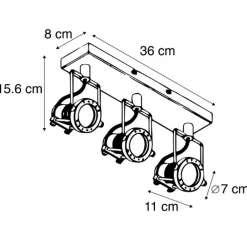 QAZQA Deckenstrahler|Aufbaustrahler*Smart Spot Schwarz 3-Licht inkl. Wifi GU10 - Sulux
