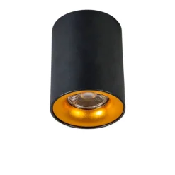 QAZQA Smarte Spots|Smarte Deckenleuchten*Smart Spot schwarz mit Gold inkl. GU10 WiFi Lichtquelle - Ronda