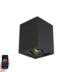 QAZQA Smarte Spots|Smarte Deckenleuchten*Smart Spot schwarz verstellbar inkl. WiFi GU10 - Quadro Up