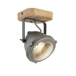 QAZQA Schlafzimmerlampen|Küchenlampen*Smart Spot Stahl mit Holz inkl. WiFi GU10 verstellbar - Emado