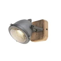 QAZQA Schlafzimmerlampen|Küchenlampen*Smart Spot Stahl mit Holz inkl. WiFi GU10 verstellbar - Emado