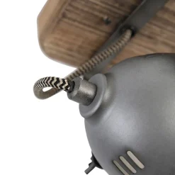 QAZQA Schlafzimmerlampen|Küchenlampen*Smart Spot Stahl mit Holz inkl. WiFi GU10 verstellbar - Emado