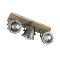 QAZQA Smarte Spots|Smarte Deckenleuchten*Smart Spot Stahl mit Holz neigbar inkl. 3 WiFi GU10 - Emado